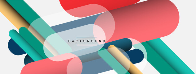 Overlapping round shapes and lines background. Vector illustration for wallpaper banner background or landing page