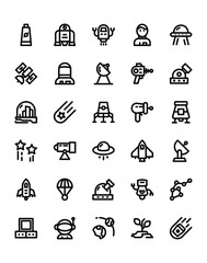 Space Icon Set 30 isolated on white background