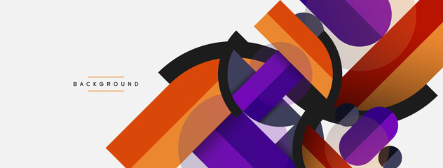 Geometric shapes composition abstract background. Circles lines and rectangles. Vector illustration for wallpaper banner background or landing page