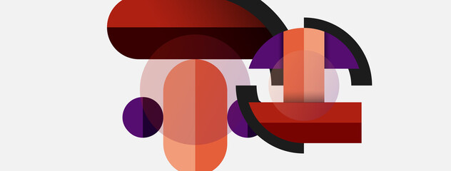 Geometric shapes composition abstract background. Circles lines and rectangles. Vector illustration for wallpaper banner background or landing page