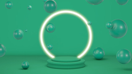 Background, stage layout with podium geometric shape for product display. 3D rendering