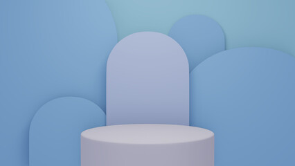 Background, stage layout with podium geometric shape for product display. 3D rendering