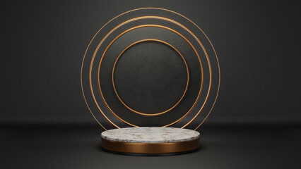 Background, stage layout with podium geometric shape for product display. 3D rendering