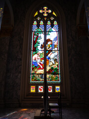 Fototapeta premium Stained Glass in St.Louis Marie de Montfort Window Church