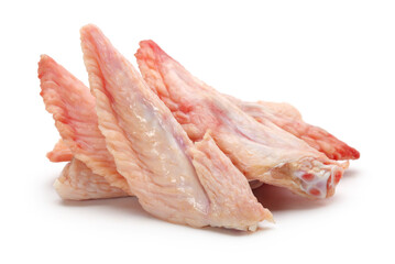 Raw chicken wings on White background