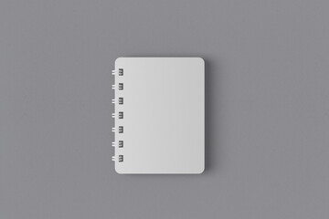 spiral notebook mockup blank, grey background