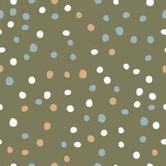 Polka dot seamless pattern with round hand drawn shapes