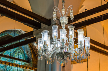 Medieval crystal chandelier in the Konya Palace