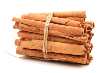 Cinnamon sticks isolated on white background