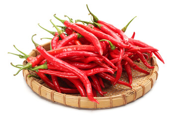 red hot chili peppers on white background.