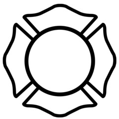 fireman emblem sign on white background. firefighter white emblem St Florian symbol. flat style. - obrazy, fototapety, plakaty