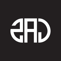 ZAJ letter logo design. ZAJ monogram initials letter logo concept. ZAJ letter design in black background.