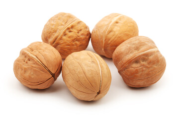 walnuts on white background 