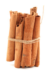 Cinnamon on a white background