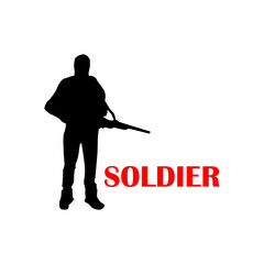 Modern armed soldier silhouette logo concept