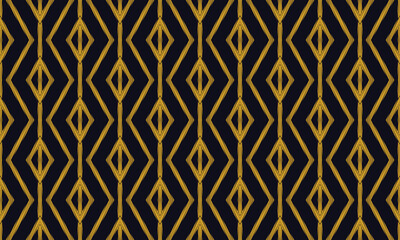 ฺBlack and yellow tribal seamless pattern. Traditional design for background, wallpaper, clothing, gift wrapping, carpet, tile, fabric, decoration, vector illustration, embroidery style. 