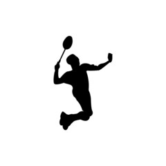 Fototapeta na wymiar Modern badminton sports smash silhouette logo concept