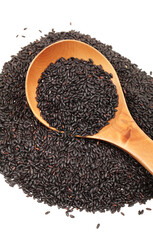 Black rice on a white background