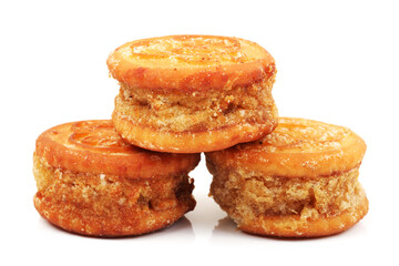 Sandwich biscuits on a white background 