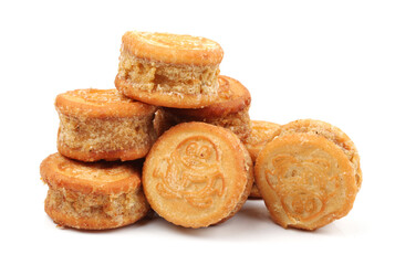 Sandwich biscuits on a white background 