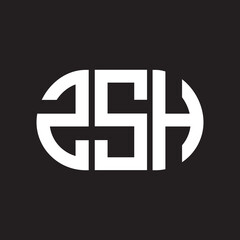 ZSH letter logo design. ZSH monogram initials letter logo concept. ZSH letter design in black background.