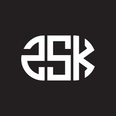 Obraz premium ZSK letter logo design. ZSK monogram initials letter logo concept. ZSK letter design in black background.