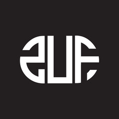 ZUF letter logo design. ZUF monogram initials letter logo concept. ZUF letter design in black background.