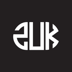 ZUK letter logo design. ZUK monogram initials letter logo concept. ZUK letter design in black background.