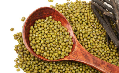 Mung beans on white background