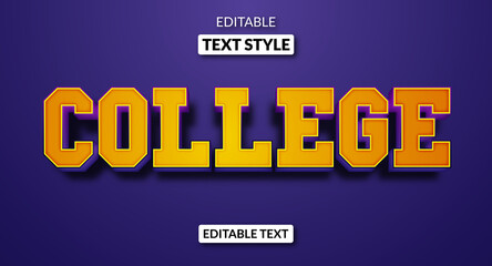 Fototapeta premium Editable text style effect - college elegant and colorful text effect