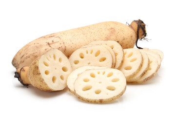 Lotus root on the white background