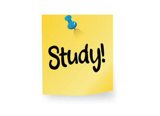 Yellow note paper study message