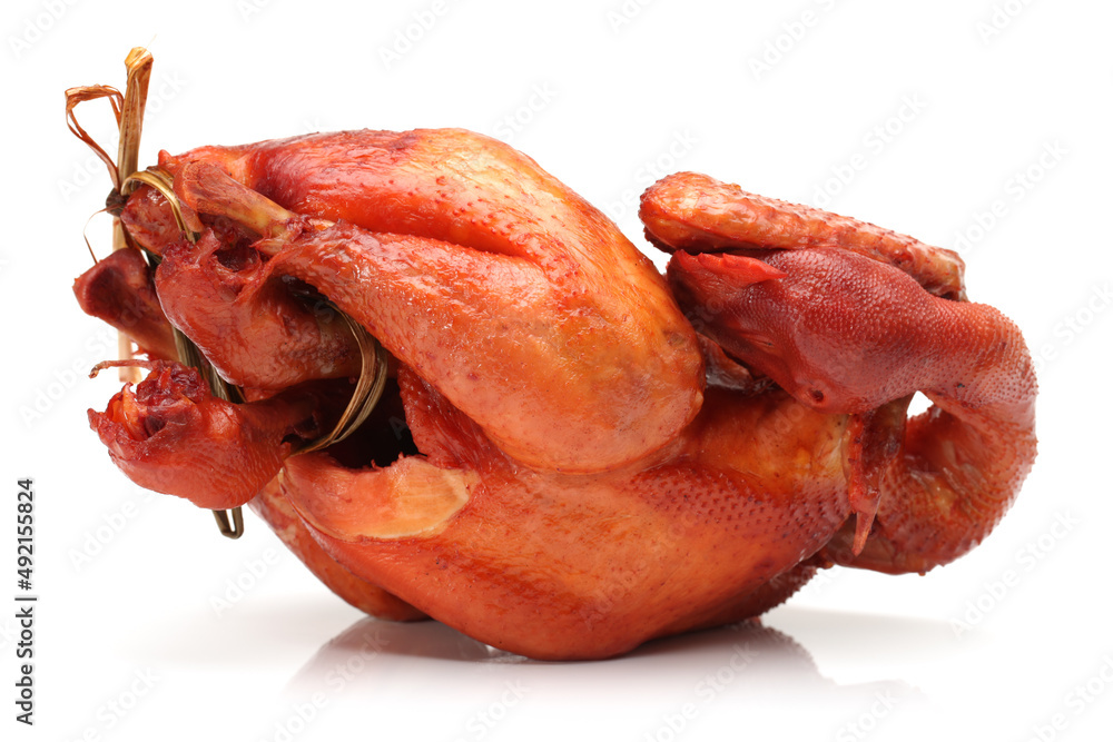 Poster grilled chicken on white background