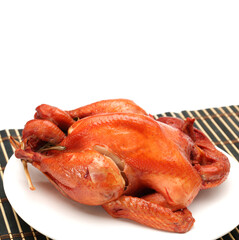 grilled chicken on white background