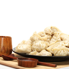 chinese  dumplings on white background.