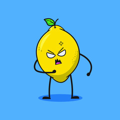 cute lemon fruit cartoon design premium vector