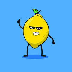 cute lemon fruit cartoon design premium vector