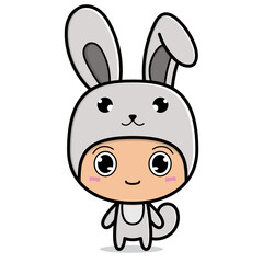 Obraz premium Cute Cartoon With bunny costume