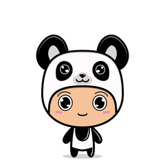 cute cartoon with panda animal mascot costume