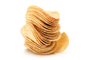 Potato Chips on white background