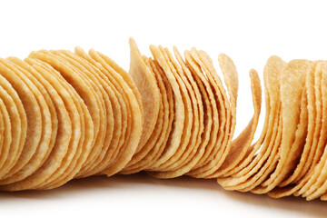 Potato Chips on white background