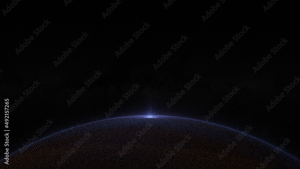 Poster glowing sphere with a map of the world from particles