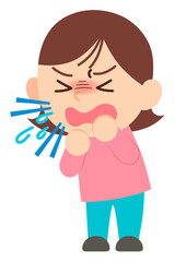 くしゃみをする女性_主線なし