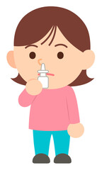 点鼻薬を使う女性_主線なし