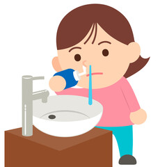 鼻うがいをする女性_主線なし