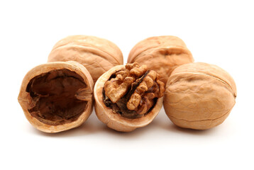 walnuts on a white background