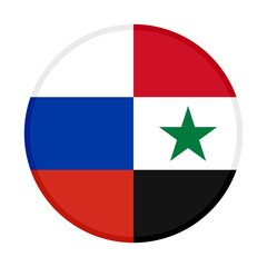 round icon with russia and syria flags. vector illustration isolated on white background