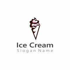 Ice cream logo design, fresh ice cone template Vector illustration