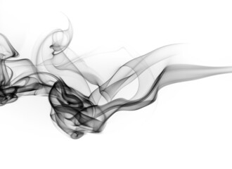 Abstract black smoke on white background, fire design