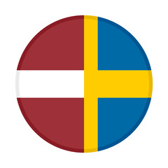 round icon with latvia and sweden flags. vector illustration isolated on white background